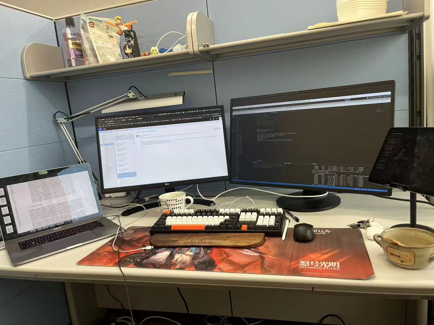 My workstation at NII, with a laptop and two external monitors