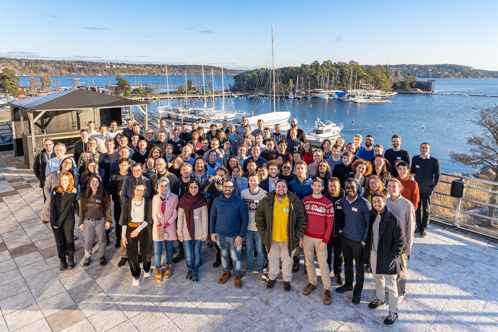 A group gathering by the Stockholm waterfront